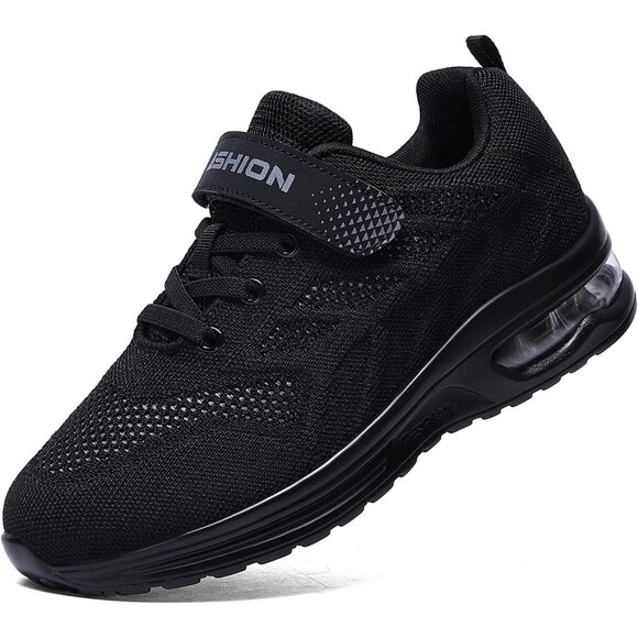 Kids 3210-all Black Running Breathable Lightweight Non Slip Comfortbale Sneaker - Picture 1 of 7
